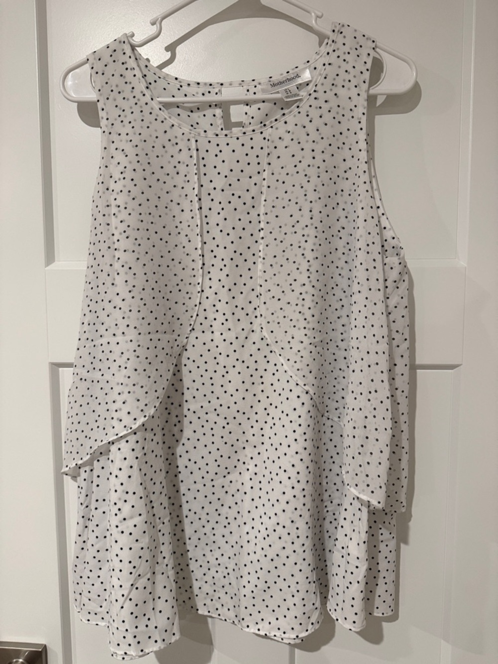 White Polka Dot Flowy Maternity sleeveless top